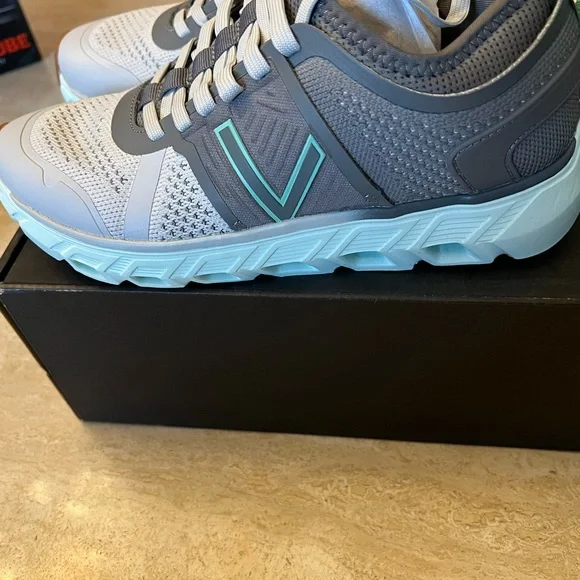 NIB - Vionic Captivate, Light Gray and Teal Sneakers - Picture 2 of 5